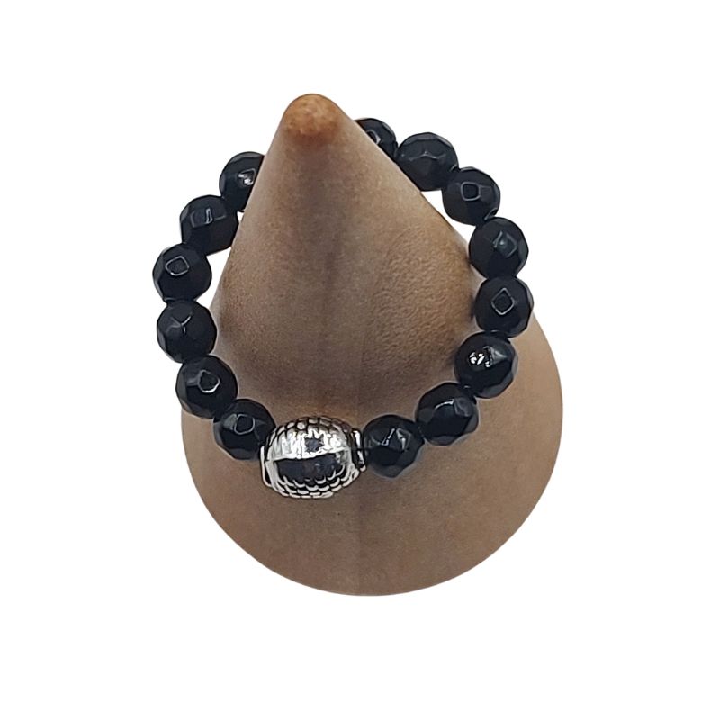 Anneau Extensible Mixte en Onyx Noir Naturel