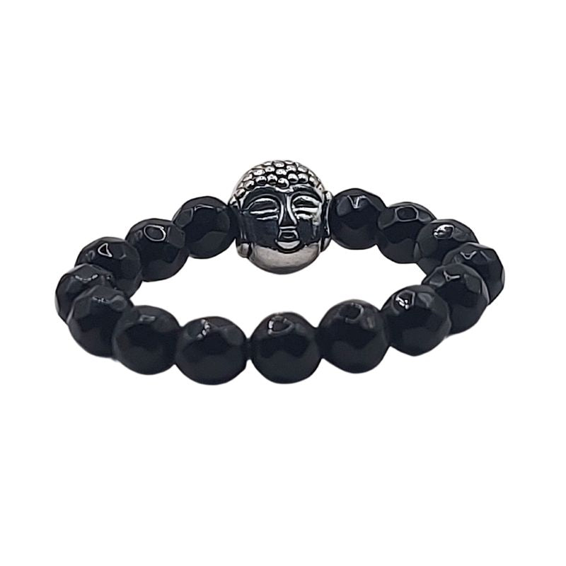 Anneau Extensible Mixte en Onyx Noir Naturel