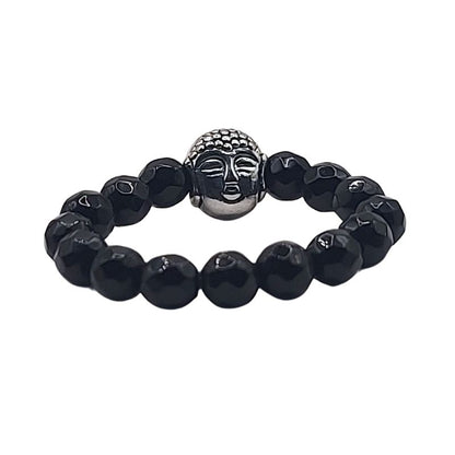 Anneau Extensible Mixte en Onyx Noir Naturel