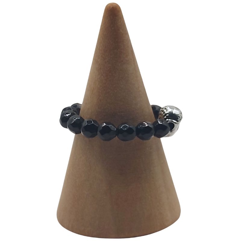 Anneau Extensible Mixte en Onyx Noir Naturel