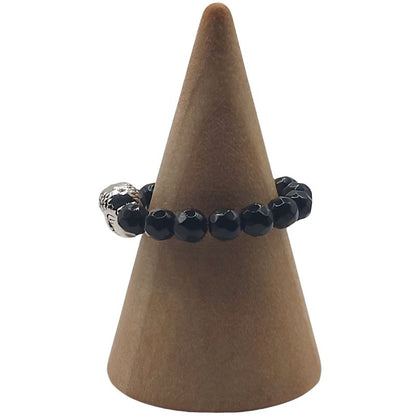 Anneau Extensible Mixte en Onyx Noir Naturel