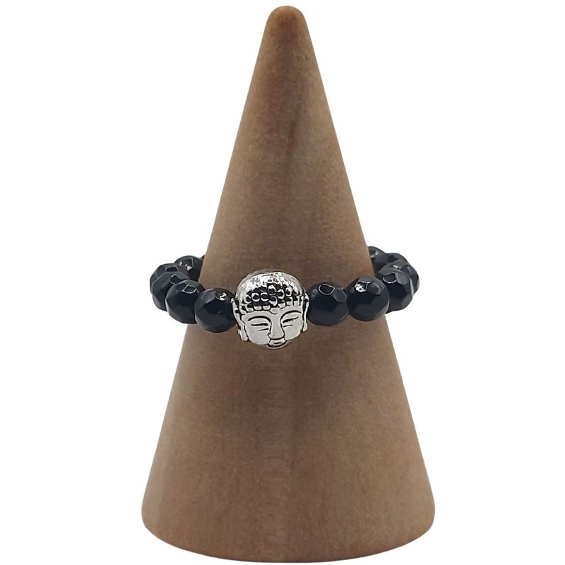 Anneau Extensible Mixte en Onyx Noir Naturel