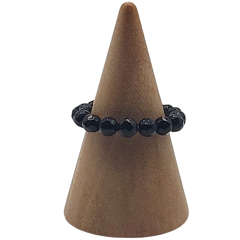 Anneau Extensible Mixte en Onyx Noir Naturel