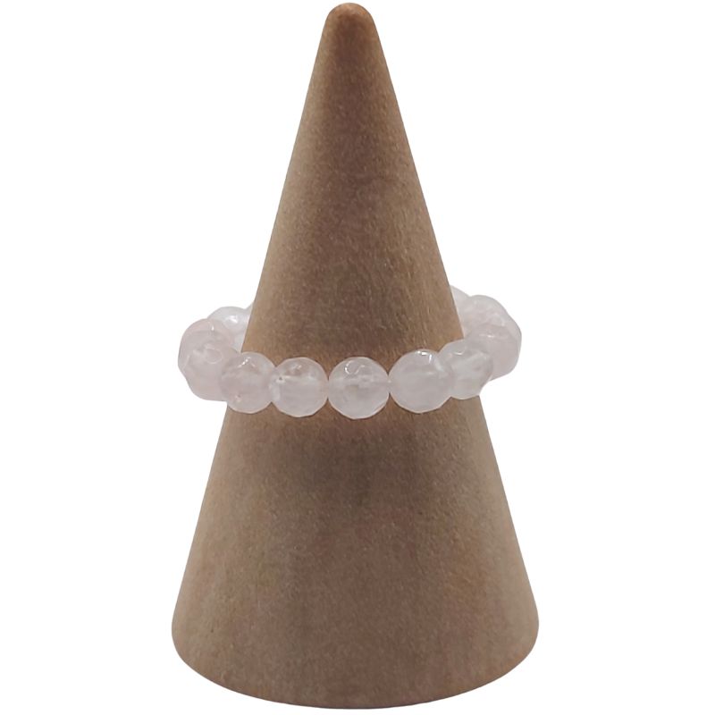 Anneau Extensible Mixte en Quartz Rose Naturel