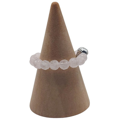 Anneau Extensible Mixte en Quartz Rose Naturel