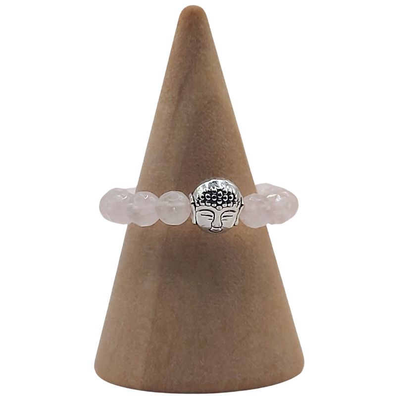 Anneau Extensible Mixte en Quartz Rose Naturel