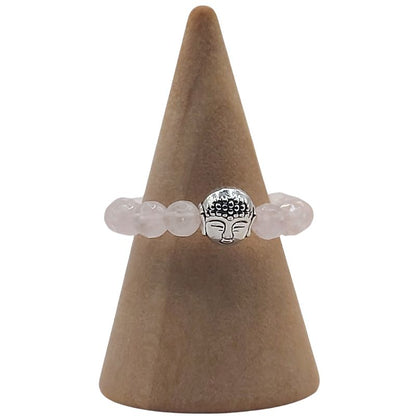 Anneau Extensible Mixte en Quartz Rose Naturel