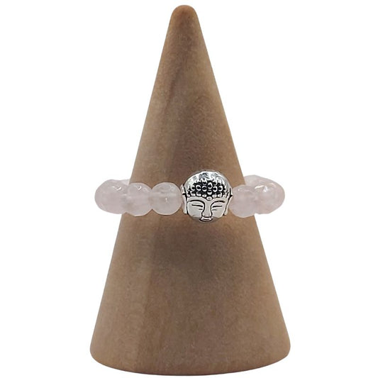 Anneau Extensible Mixte en Quartz Rose Naturel