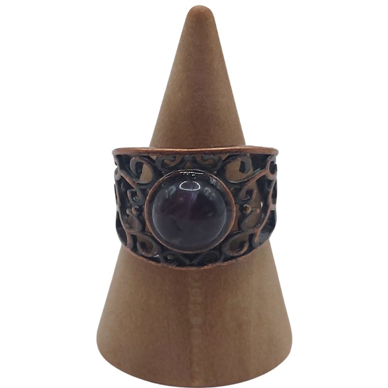 Anneaux Réglables Ronds en Améthyste Naturelle