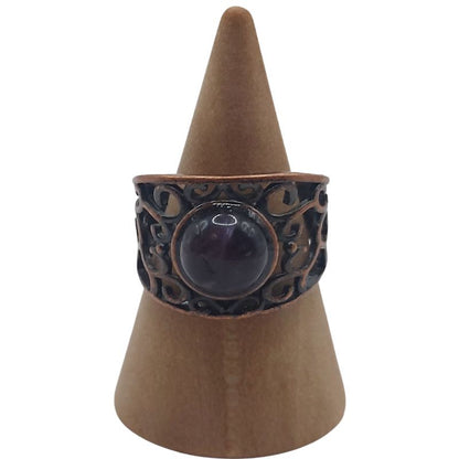 Anneaux Réglables Ronds en Améthyste Naturelle