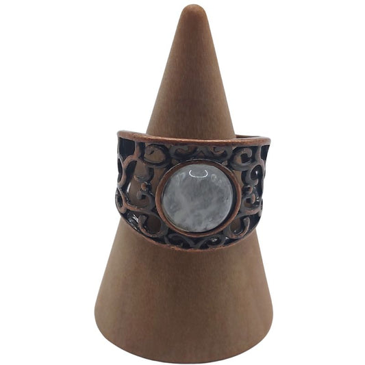 Anneaux Réglables Ronds en Cristal de Roche Naturel