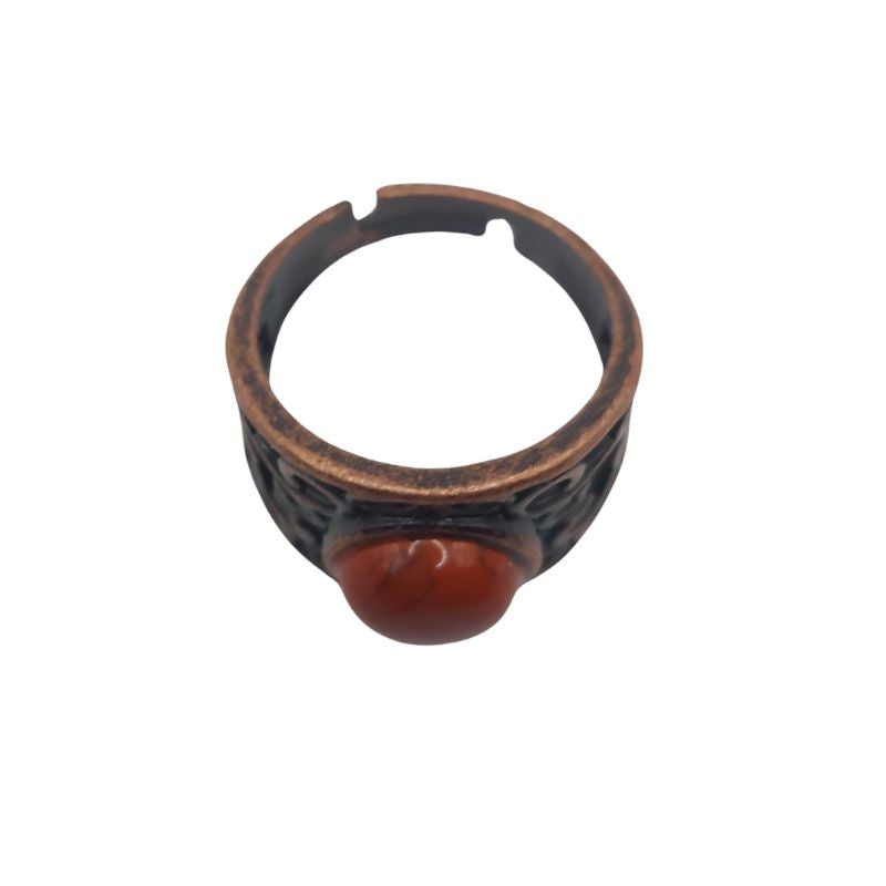 Anneaux Réglables Ronds en Jaspe Rouge Naturel