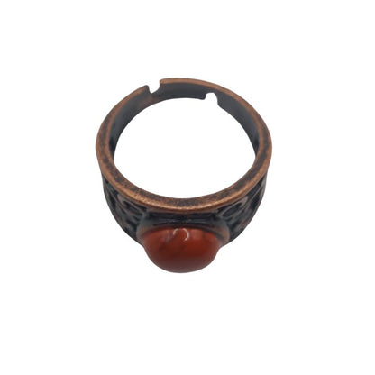 Anneaux Réglables Ronds en Jaspe Rouge Naturel