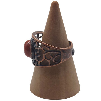 Anneaux Réglables Ronds en Jaspe Rouge Naturel