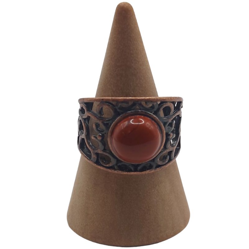 Anneaux Réglables Ronds en Jaspe Rouge Naturel