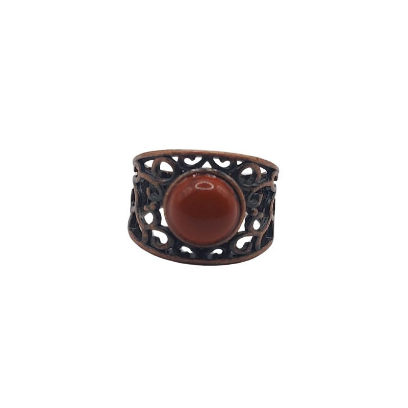 Anneaux Réglables Ronds en Jaspe Rouge Naturel