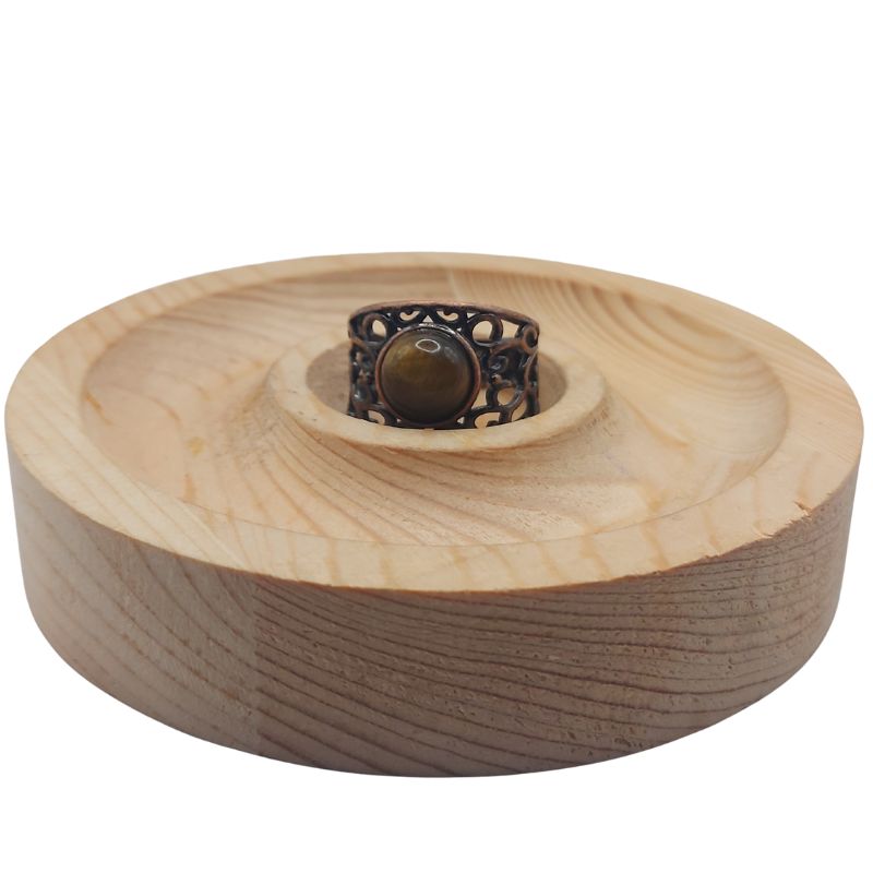 Anneaux Réglables Ronds en Œil de Tigre Naturel