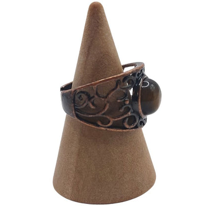 Anneaux Réglables Ronds en Œil de Tigre Naturel