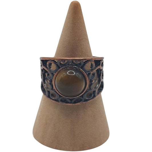 Anneaux Réglables Ronds en Œil de Tigre Naturel