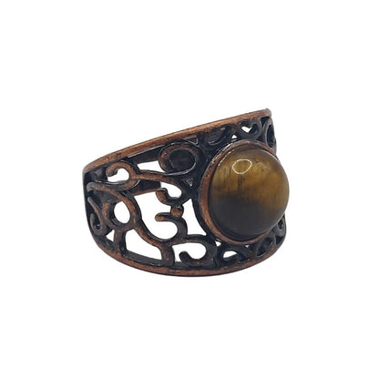 Anneaux Réglables Ronds en Œil de Tigre Naturel