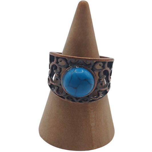 Anneaux Réglables Ronds en Turquoise Naturelle