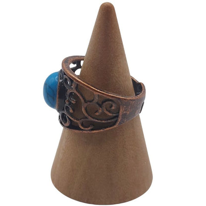 Anneaux Réglables Ronds en Turquoise Naturelle