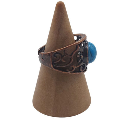 Anneaux Réglables Ronds en Turquoise Naturelle