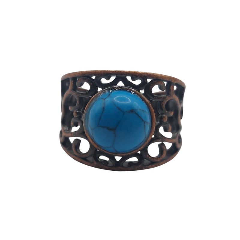 Anneaux Réglables Ronds en Turquoise Naturelle