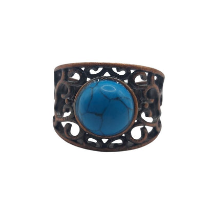 Anneaux Réglables Ronds en Turquoise Naturelle