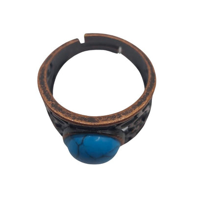 Anneaux Réglables Ronds en Turquoise Naturelle