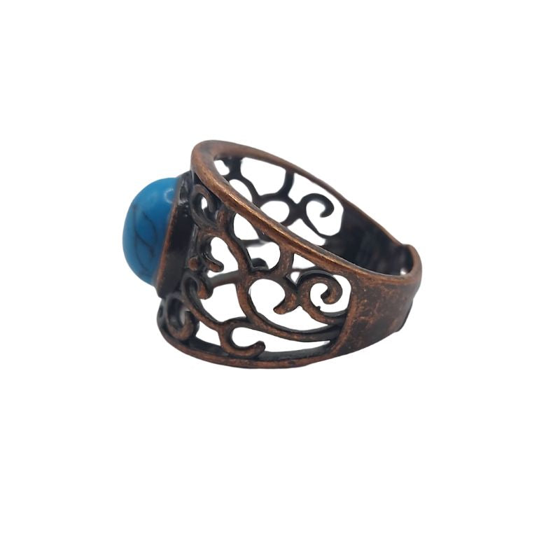 Anneaux Réglables Ronds en Turquoise Naturelle