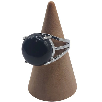 Bague Ajustable en Agate Noire