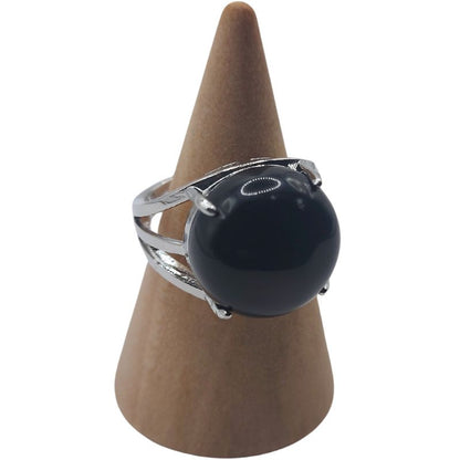 Bague Ajustable en Agate Noire