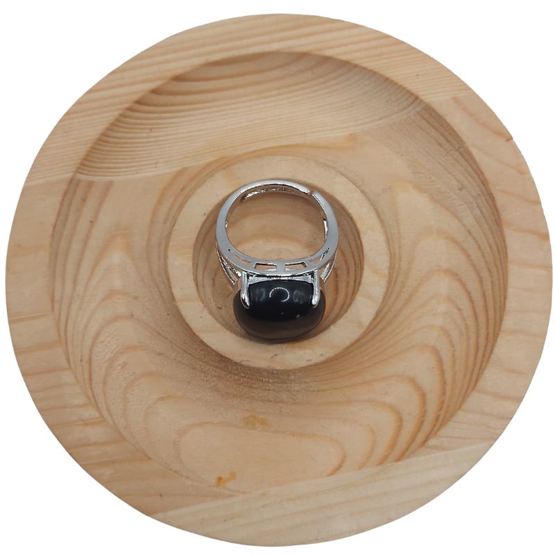 Bague Ajustable en Agate Noire