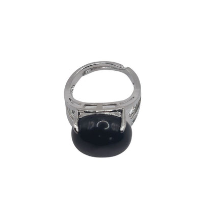 Bague Ajustable en Agate Noire