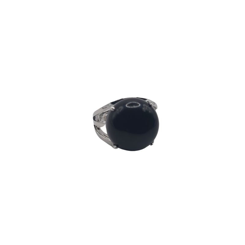 Bague Ajustable en Agate Noire