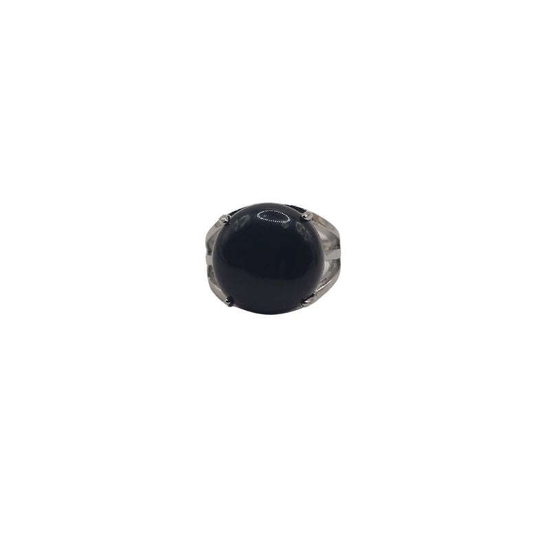 Bague Ajustable en Agate Noire