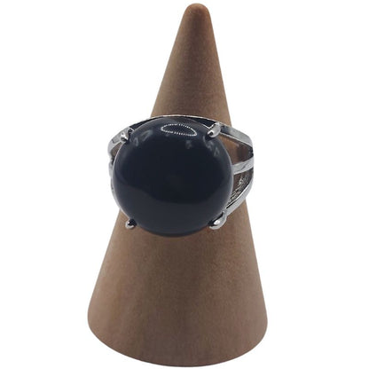 Bague Ajustable en Agate Noire