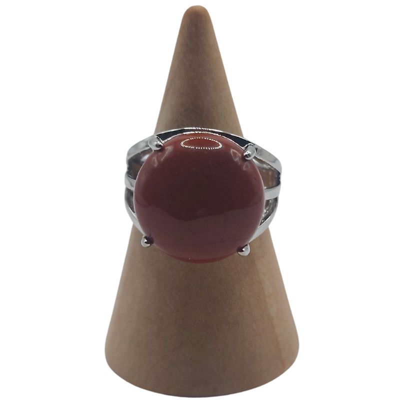 Bague Ajustable en Jaspe Rouge