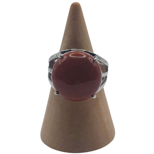 Bague Ajustable en Jaspe Rouge