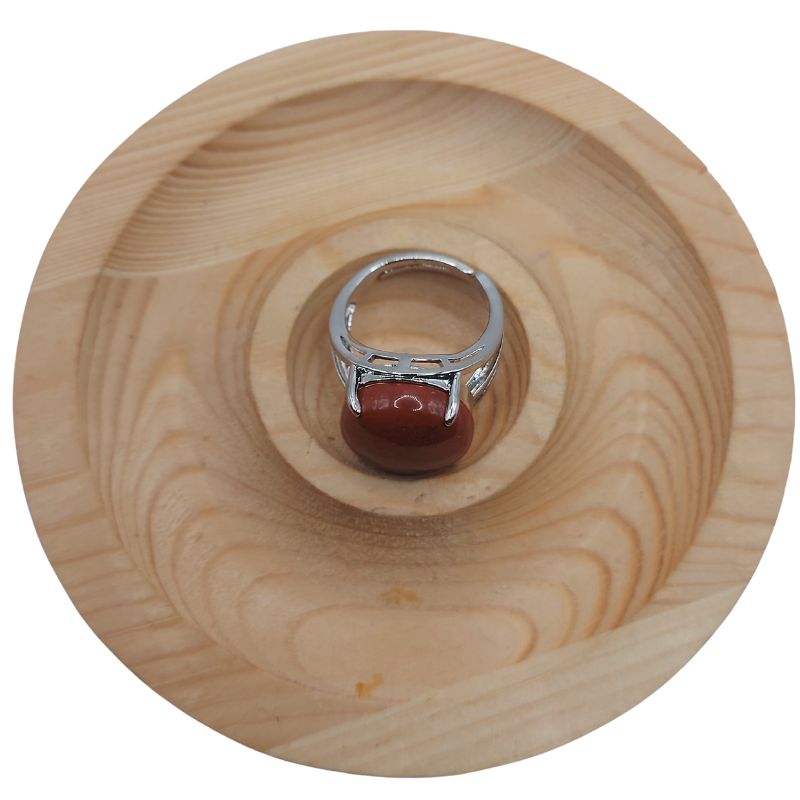 Bague Ajustable en Jaspe Rouge