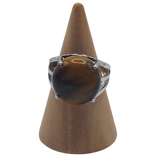 Bague Ajustable en Oeil de Tigre