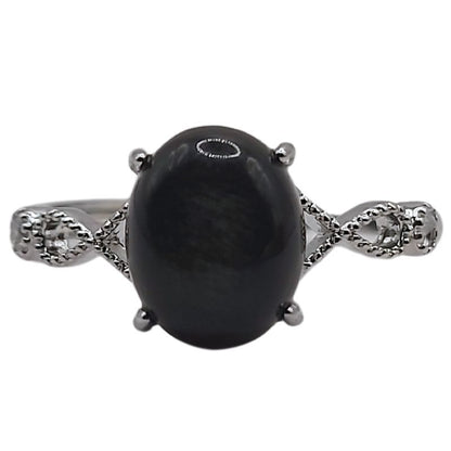 Bague Naren en Obsidienne Dorée