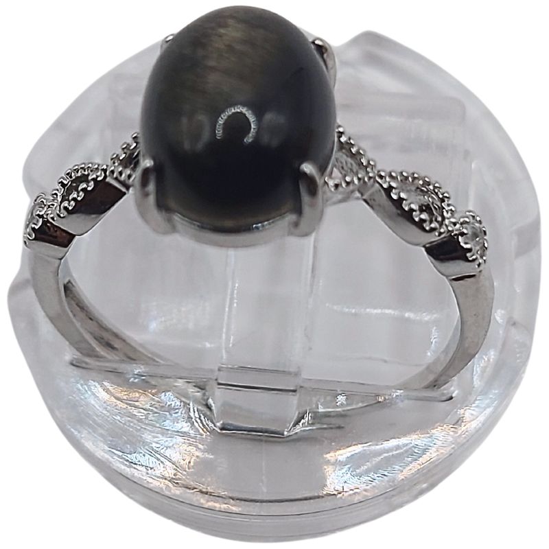Bague Naren en Obsidienne Dorée