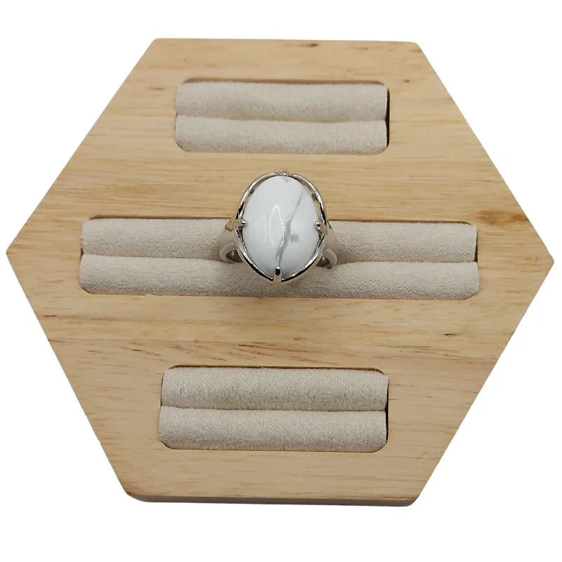 Bague Ovale Adjustable Howlite - Qualité A