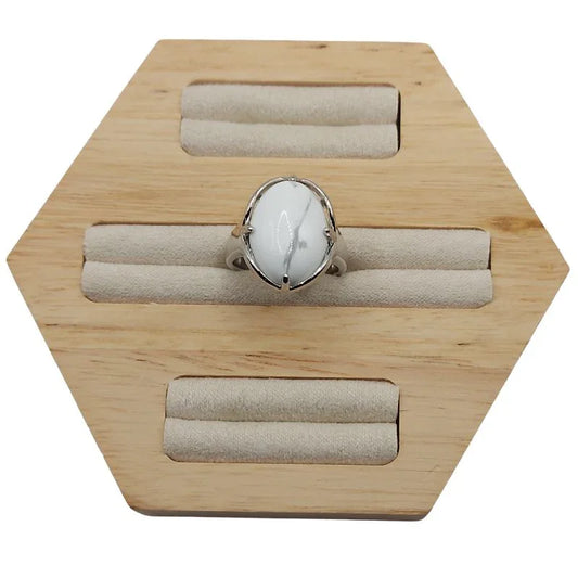 Bague Ovale Adjustable Howlite - Qualité A