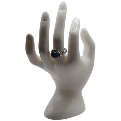 Bague Ronde Ajustable - Dorée Bleu