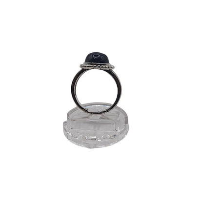 Bague Ronde Ajustable - Dorée Bleu