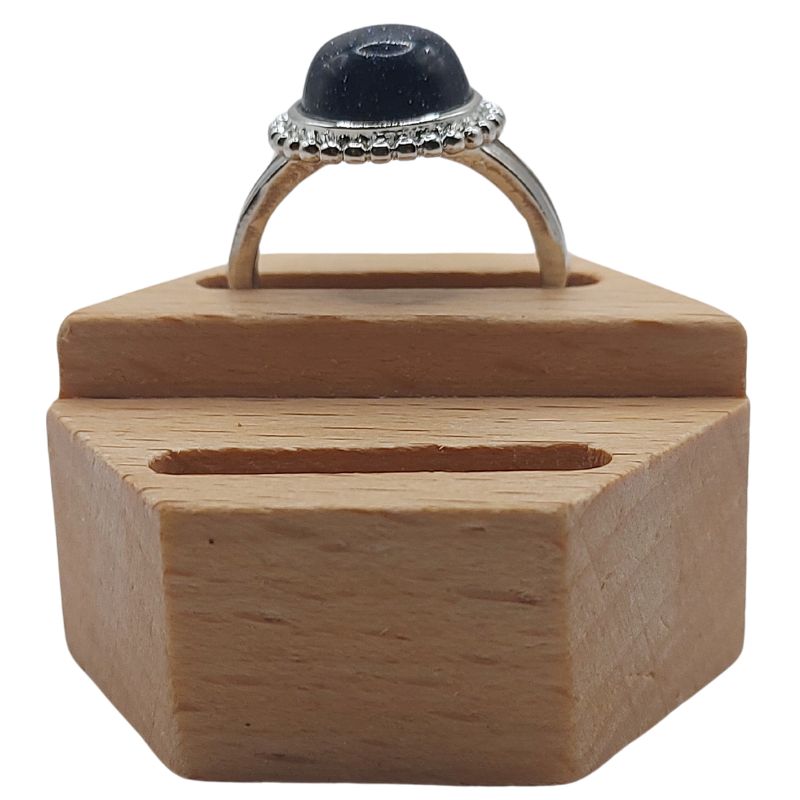 Bague Ronde Ajustable - Dorée Bleu