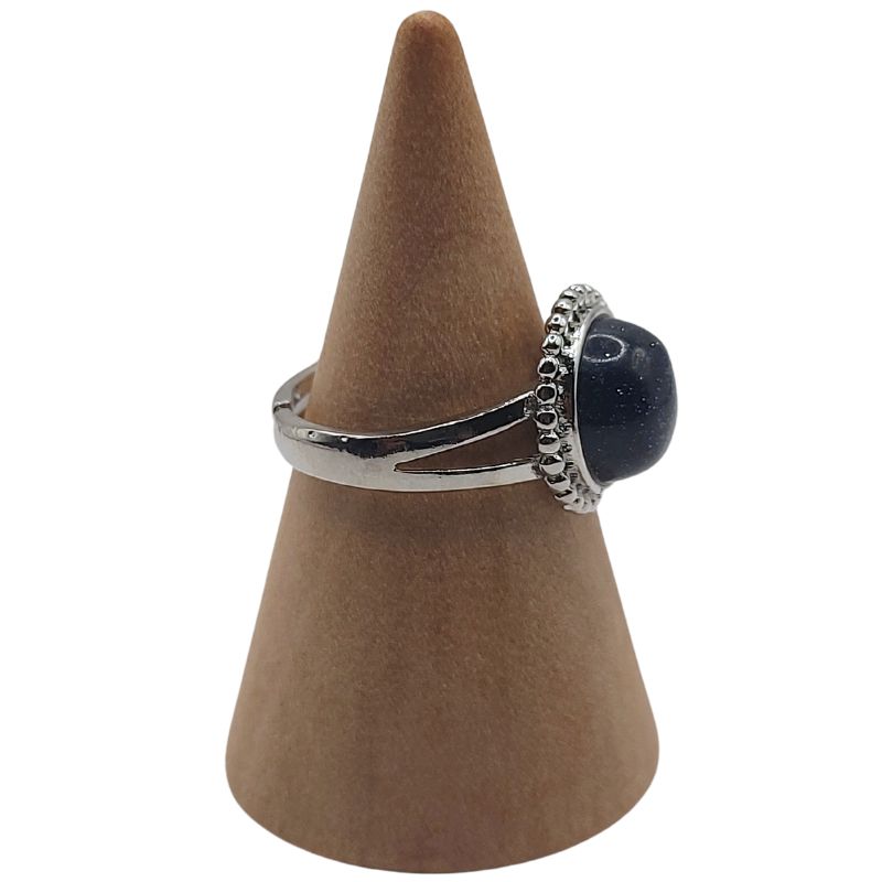 Bague Ronde Ajustable - Dorée Bleu